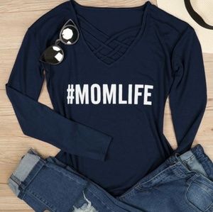 US XL " MOM LIFE" BLUE LONGSLEEVE NWOT♥️